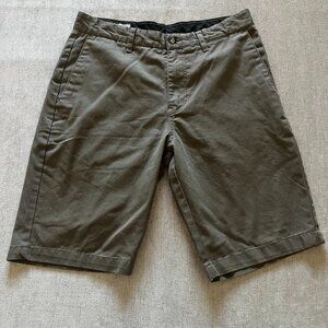 Volcom Chino Shorts Men 30 Gray Cotton Blend Polyester Corpo Classic Casual
